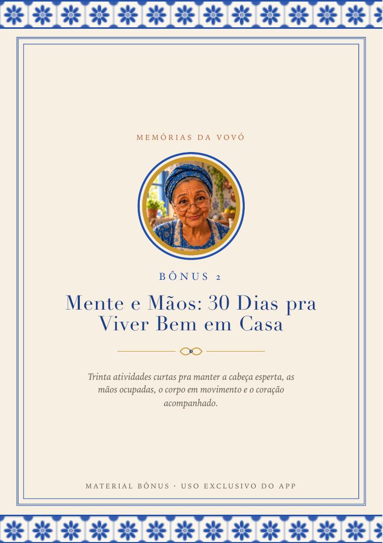 Capa do bônus 2: Mente e Mãos: 30 Dias pra Viver Bem em Casa