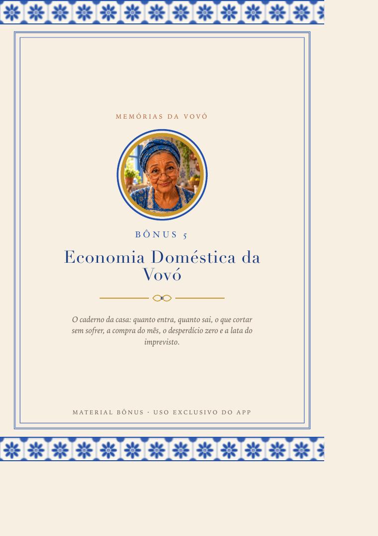 Capa do bônus 5: Economia Doméstica da Vovó