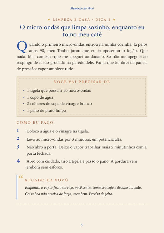 Página da dica O micro-ondas que limpa sozinho